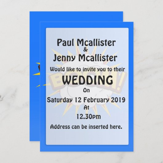 Boom! Explosion des Cartoon Einladung (Vorne/Hinten)