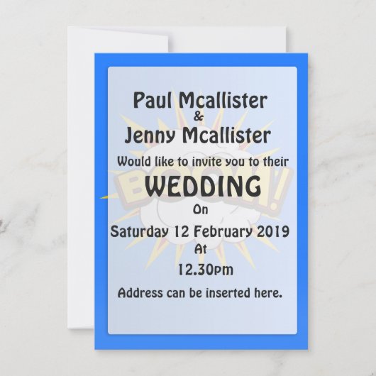 Boom! Explosion des Cartoon Einladung (Vorderseite)