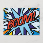 BOOM Fun Retro Comic Buch Pop Ankündigungspostkarte (Vorderseite)