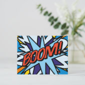 BOOM Fun Retro Comic Buch Pop Ankündigungspostkarte (Stehend Vorderseite)