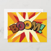 BOOM Fun Retro Comic Pop Kunst, Dichtung und Musik Ankündigungspostkarte (Vorne/Hinten)