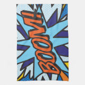 BOOM Fun Retro Comic Pop Kunst, Dichtung und Musik Geschirrtuch (Vertikal)