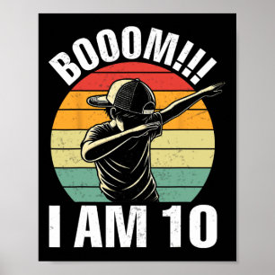 Boom I Bin 10 Dabbing Boy Retro 10. Girl Boy Birth Poster