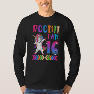 Boom I Bin 16 farbige Einhorn 16. Geburtstag T-Shirt