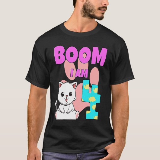 Boom ich bin 4 Katze T-Shirt (Vorderseite)