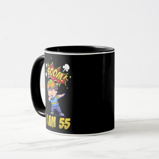 Boom Ich bin FÜNFZIG FÜNF Dabbing Kind Sonne Gebur Tasse (Vorderseite Links)