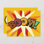 BOOM Ihre Nachricht Sprechblase Spaß Retro Ankündigungspostkarte (Vorne/Hinten)