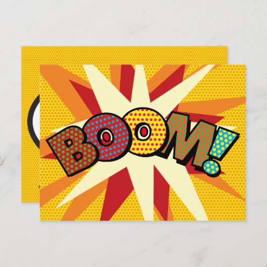 BOOM Ihre Nachricht Sprechblase Spaß Retro Ankündigungspostkarte (Vorne/Hinten)