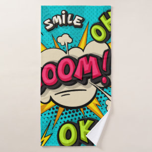 Boom Pop Art Cloud Bubble. Smile, wow, pow, cool, Badehandtuch