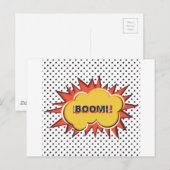 Boom Pop Art Comic Buch Explosion Cartoon Postkarte (Vorne/Hinten)