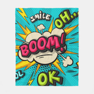 Boom-Pop-Art-Wolke-Blase. Lächeln, wow, pow, cool, Fleecedecke