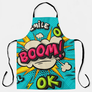 Boom-Pop-Art-Wolke-Blase. Lächeln, wow, pow, cool, Schürze