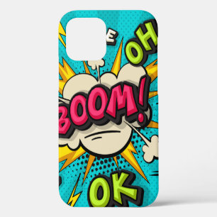 Boom-Pop-Art-Wolke Sprechblase. Lächeln, wow, pow, iPhone 12 Hülle