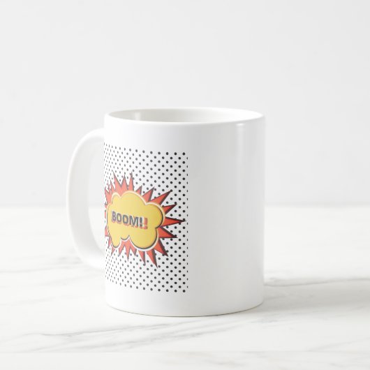 Boom-Pop-Kunst-Comic-Buchexplosions-Cartoon Kaffeetasse (Vorderseite Links)