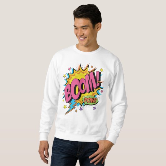 BOOM POW Comic Sweatshirt - Retro Pop Kunstausflug (Vorne ganz)