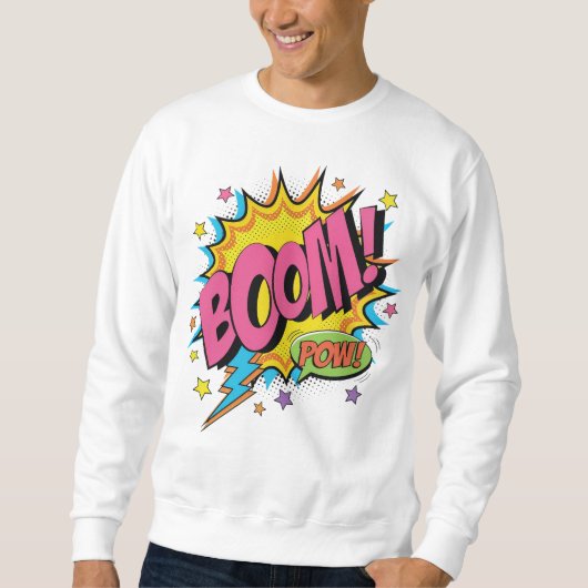 BOOM POW Comic Sweatshirt - Retro Pop Kunstausflug (Vorderseite)