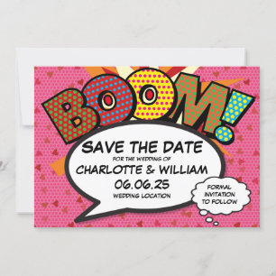 BOOM Rettet das Datum Lustige Retro-Comic- Pop-Art Save The Date