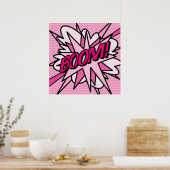 BOOM Rosa Comic Pop Kunst, Dichtung und Musik Poster (Küche)