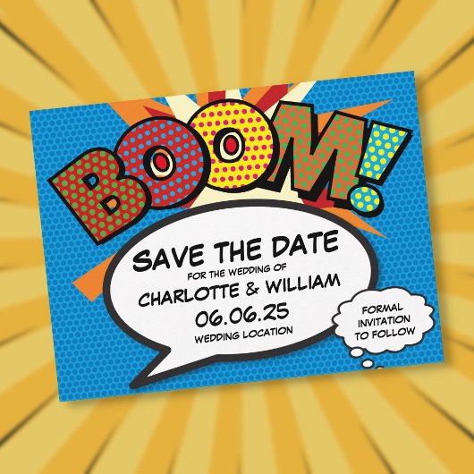 BOOM Save the Date Spaß Modern Einladungspostkarte