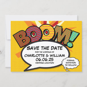 BOOM Save the Date Spaß Retro Comic Pop Kunst