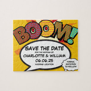 BOOM Save the Date Spaß Retro Comic Pop Kunst Puzzle