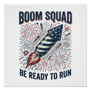 Boom Squad Patriotisches Feuerwerk Vintage-Shirt-D Poster