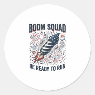 Boom Squad Patriotisches Feuerwerk Vintage-Shirt-D Runder Aufkleber
