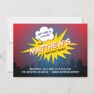 Boom Superhero Kindergeburtstag Party Einladung