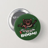 Boom! Tasmanian Devil Royal Flush Poker Cartoon Button (Vorne & Hinten)