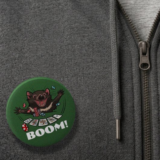 Boom! Tasmanian Devil Royal Flush Poker Cartoon Button