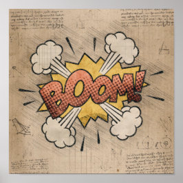 BOOM! Vintages Comic Buch Steampunk Pop Kunst Poster