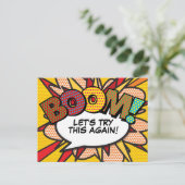 BOOM Zurückgestellt Änderung des Datums Comic Buch Postkarte (Stehend Vorderseite)