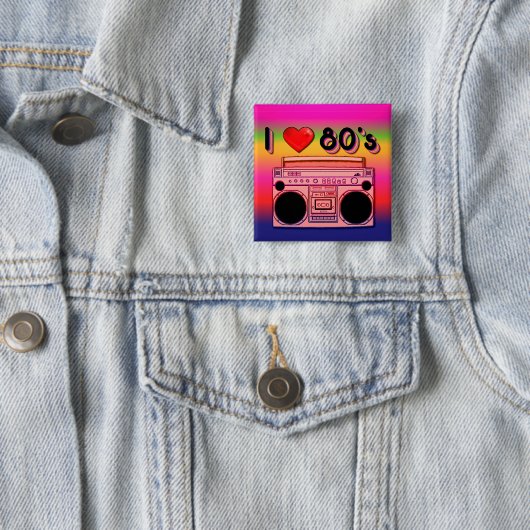 Boombox 80’s Square Retro Button (Beispiel)