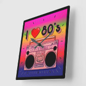 Boombox 80's Retro 80er Wall Clock 2 Quadratische Wanduhr (Winkel)