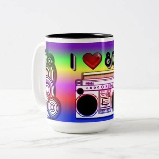 Boombox 'Achtzigerjahre Retro 'Achtzigerjahre Zweifarbige Tasse (Vorderseite Links)