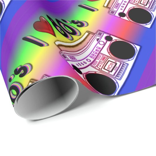 Boombox Achtzigerjahre Retro Geschenkpapier (Rolleneckpunkt)
