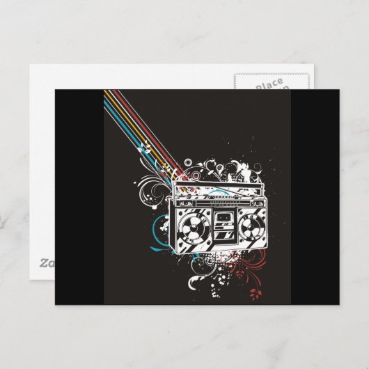 Boombox Boom Box Getto Blaster Jambox Postkarte (Vorne/Hinten)