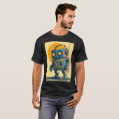 Boombox Bot Wanderer — Grunge Retro Mech  T-Shirt (Vorne ganz)