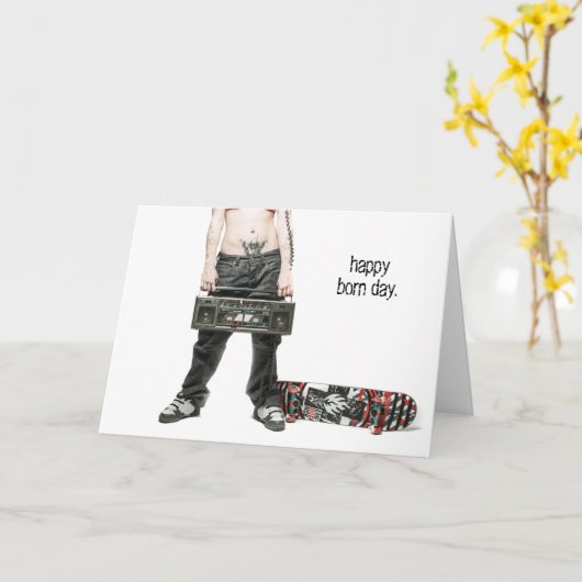 Boombox Geburtstag der weiblichen Skateboarder Karte (Gelbe Blume)