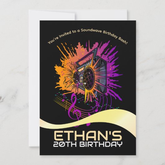 Boombox Geburtstag: Verspotten in Spaß Einladung (Vorderseite)