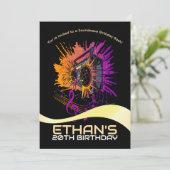 Boombox Geburtstag: Verspotten in Spaß Einladung (Stehend Vorderseite)