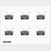 Boombox Ghetto Blaster Jambox Radio Cassette Quadratischer Aufkleber (Blatt)