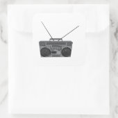 Boombox Ghetto Blaster Jambox Radio Cassette Quadratischer Aufkleber (Tasche)