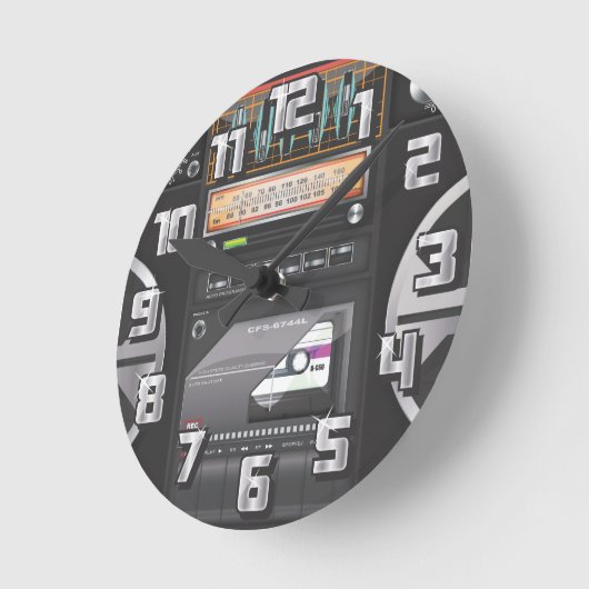 Boombox Ghetto Blaster Runde Wanduhr (Winkel)
