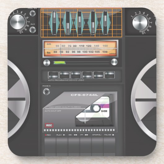 Boombox Ghetto Blaster Untersetzer (Vorderseite)