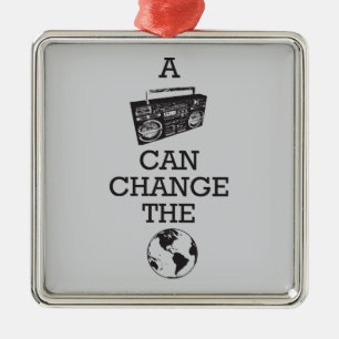 Boombox kann die Welt ändern Ornament Aus Metall