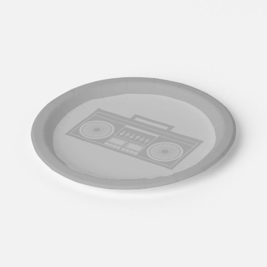Boombox Music Art CUSTOM FARBE Pappteller (Schrägansicht)