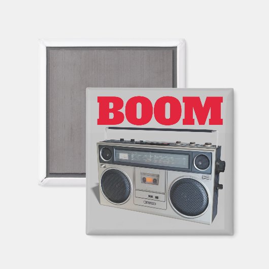BoomBox Retro Stereo Fun Magnet (Vorderseite/Rückseite)