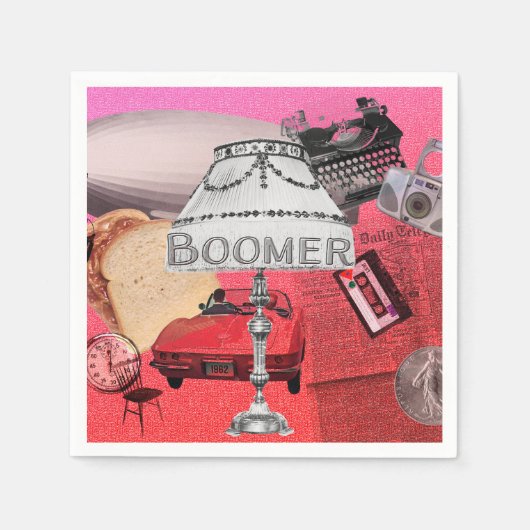 BOOMER Nostalgic Collage Paper Party Serviette (Vorderseite)