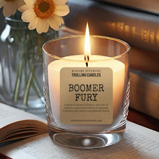 Boomer Spaß Candle Labels Quadratischer Aufkleber